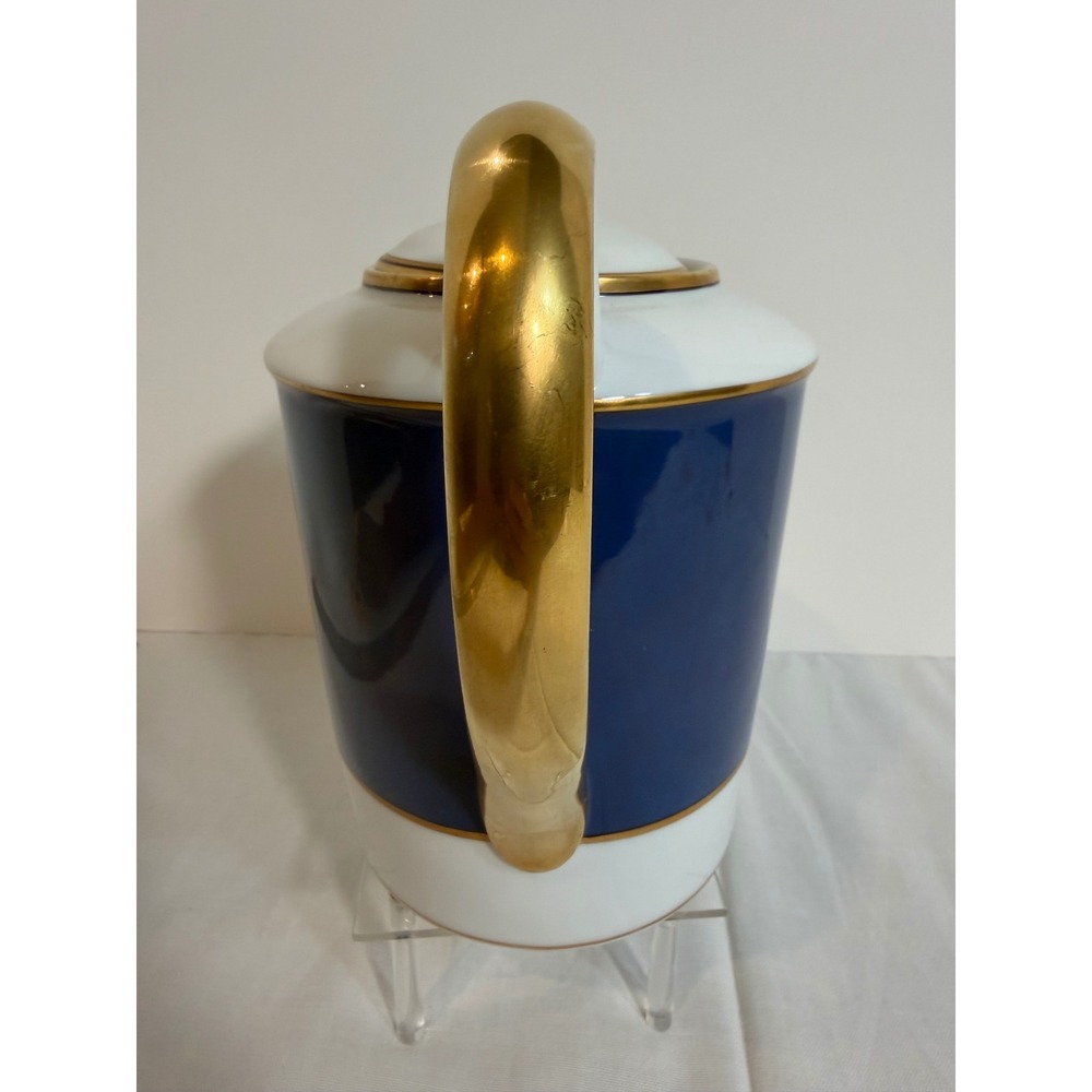 Fitz and Floyd Renaissance Blue Gold Trim Coffee Pot Porcelain Japan 1978 VTG - Picture 6 of 11